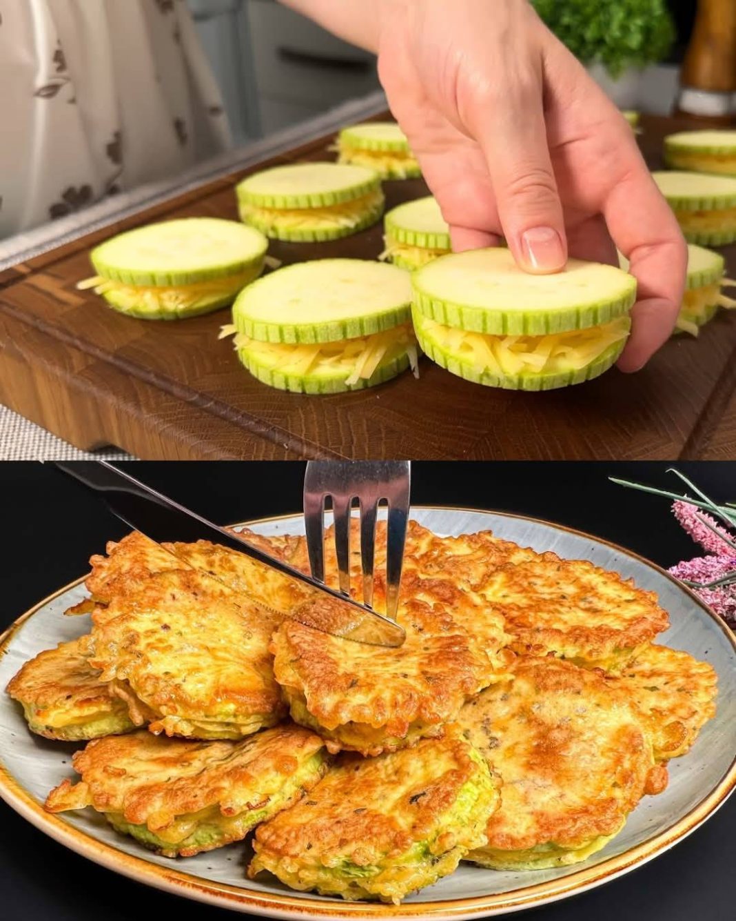 Zlatno pržene tikvice sa mješavinom povrća i kremastim umakom od začinskog bilja - featured image