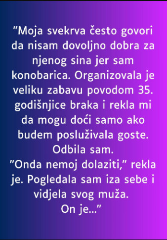 “Moja svekrva često govori da nisam dovoljno dobra za njenog sina jer sam konobarica…” - featured image “Moja svekrva često govori da nisam dovoljno dobra za njenog sina jer sam konobarica…” - featured image